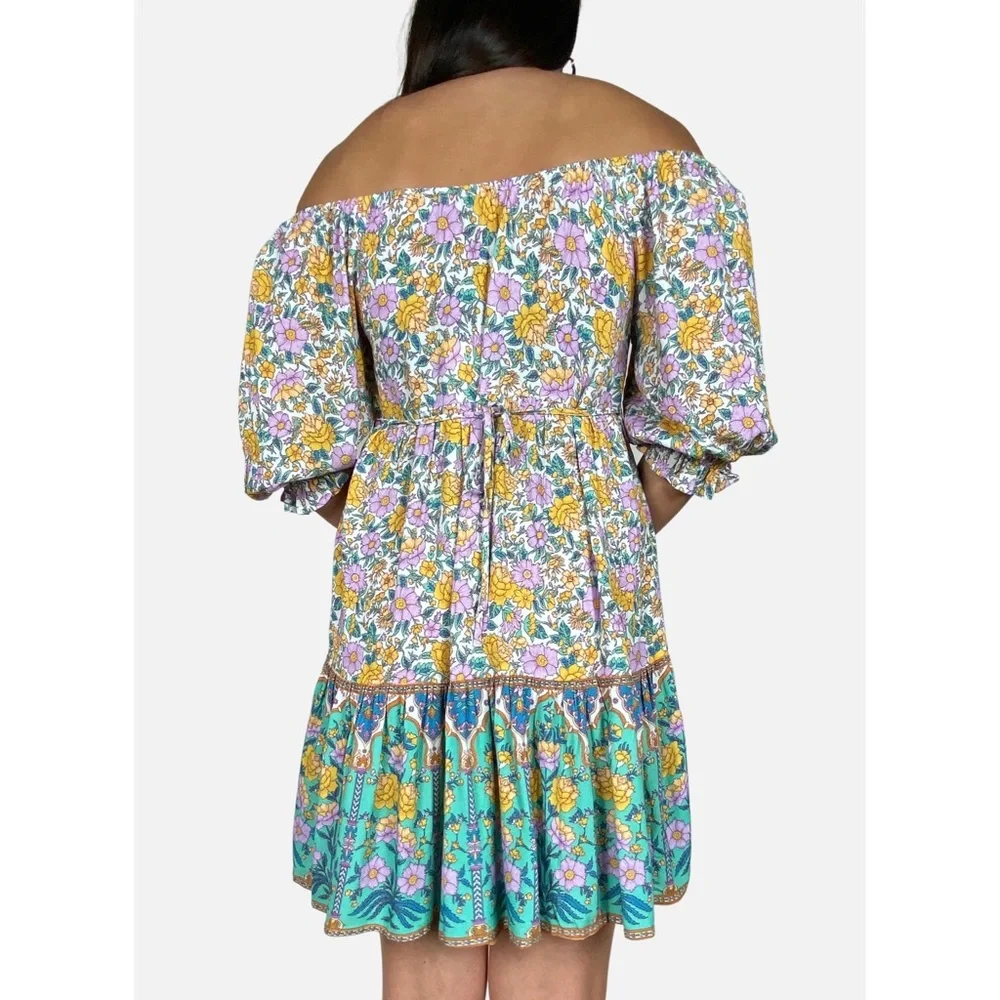 ARNHEM 'Stella' Multicolored Floral Off The Shoulder Play Dress Size 8 RRP $179 - Picture 3 of 16